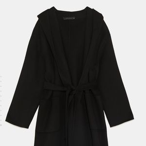 Zara Black Hooded Coat